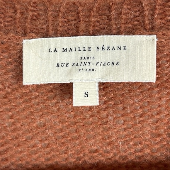 Sezane Joy Jumper Sweater Mohair Merino Wool Brown Ecru Size Small French Knit S - Picture 6 of 16